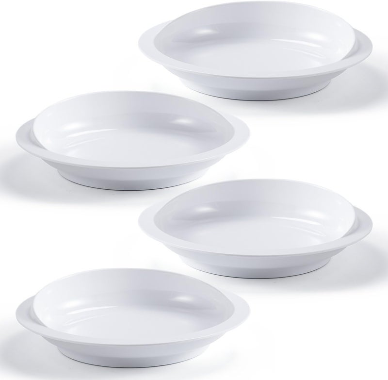 Jayour 4 Pack - Anti-Spill Scoop Plate with Lip Edge | Eating Utensils for Elderly Patients | Scoop Plates for Disabled Adults from Parkinsons, Stroke, Tremor | Non Skid Padded Bottom (White) - Image 1